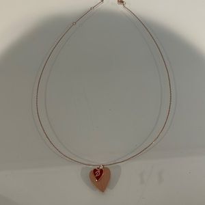 Pelton necklace with small snd large heart pendant.